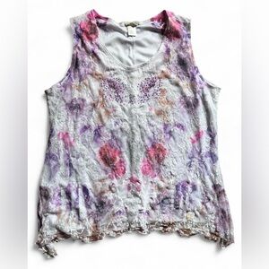 Brittany Black Floral Lace Sleeveless Top Elegant Dressy Tank Plus Sz 2X Spring